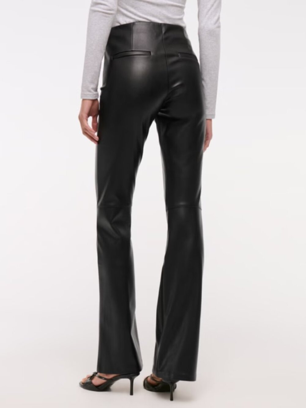 Abercrombie & Fitch High Rise Slim Boot Vegan Leather black Pant VGUC 26S - Picture 2 of 12